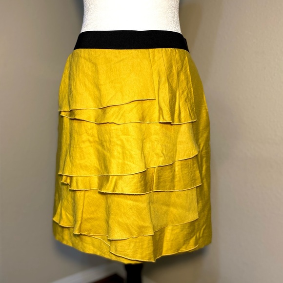 Skirt Yellow black BCBG  embellished ruffles - Picture 1 of 16